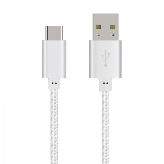 USB Type-C to Type-A Cable 3FT(1M) Sliver Color for  LG, HTC, Huawei, and even Samsung