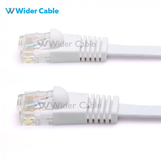 Snagless Flat CAT6 UTP 250MHz Bare Copper Ethernet Network Patch Cable White Color