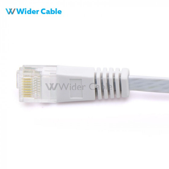 Snagless Flat CAT6 UTP 250MHz Bare Copper Ethernet Network Patch Cable White Color