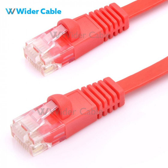Snagless Flat CAT6 UTP 250MHz Bare Copper Ethernet Network Patch Cable Red Color