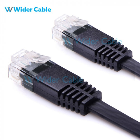 Super Flat CAT6 250MHz Bare Copper Ethernet Network Cable Black Color