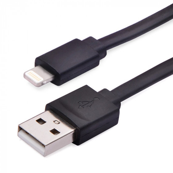 3FT Flat Lighting Charge and Sync Cable Black Color