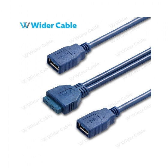 USB 3.0 panel mount cable USB3.0 IDC 20PF TO USB 3.0 Female Cable Blue Color