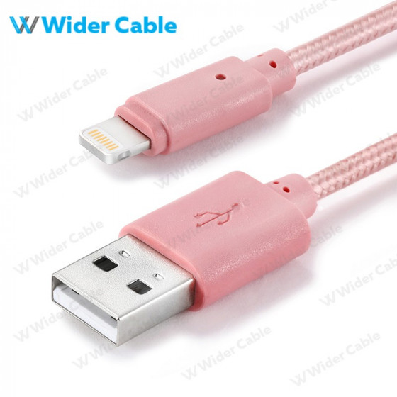 Best Quality Fast Charging Lighting Cable iPhone Cable Nylon Braided Red Pink Color